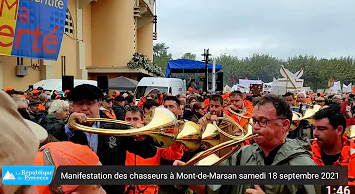 France; Manifestation des chasseurs à Mont-de-Marsan, samedi 18 septembre 2021