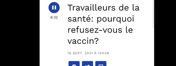 Travailleurs de la santé:  Pourquoi refusez-vous le vaccin ???