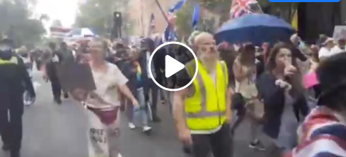 MAINTENANT : Malgré les fortes pluies à Melbourne, en Australie, les gens protestent contre la tyrannie de la covid, les drapeaux de nombreuses nations dans le même combat sont vus voler