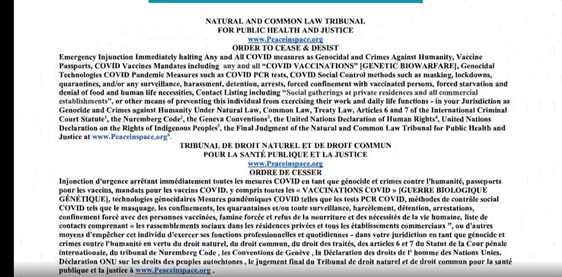 Le Tribunal international rendra une ordonnance de cesser et de s'abstenir contre le Québec et la société canadienne Trudeau condamnée après qu'un document de l'armée divulguée révèle des plans pour que l'armée sépare les enfants québécois des parents refusant les armes biologiques vax et « institutionnalise » les enfants et les parents dans des camps de concentration séparés